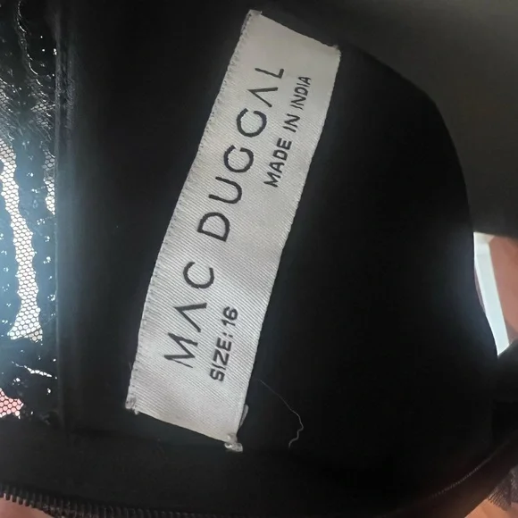 Mac Duggal Illusion Mock Neck Short Sleeve Sequined Dress - Picture 8 of 9